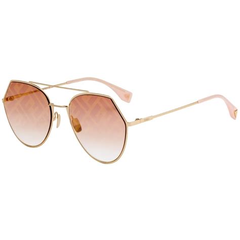 Fendi Eyeline FF 0194 OBL Gold Metal Aviator Sunglasses Pink 